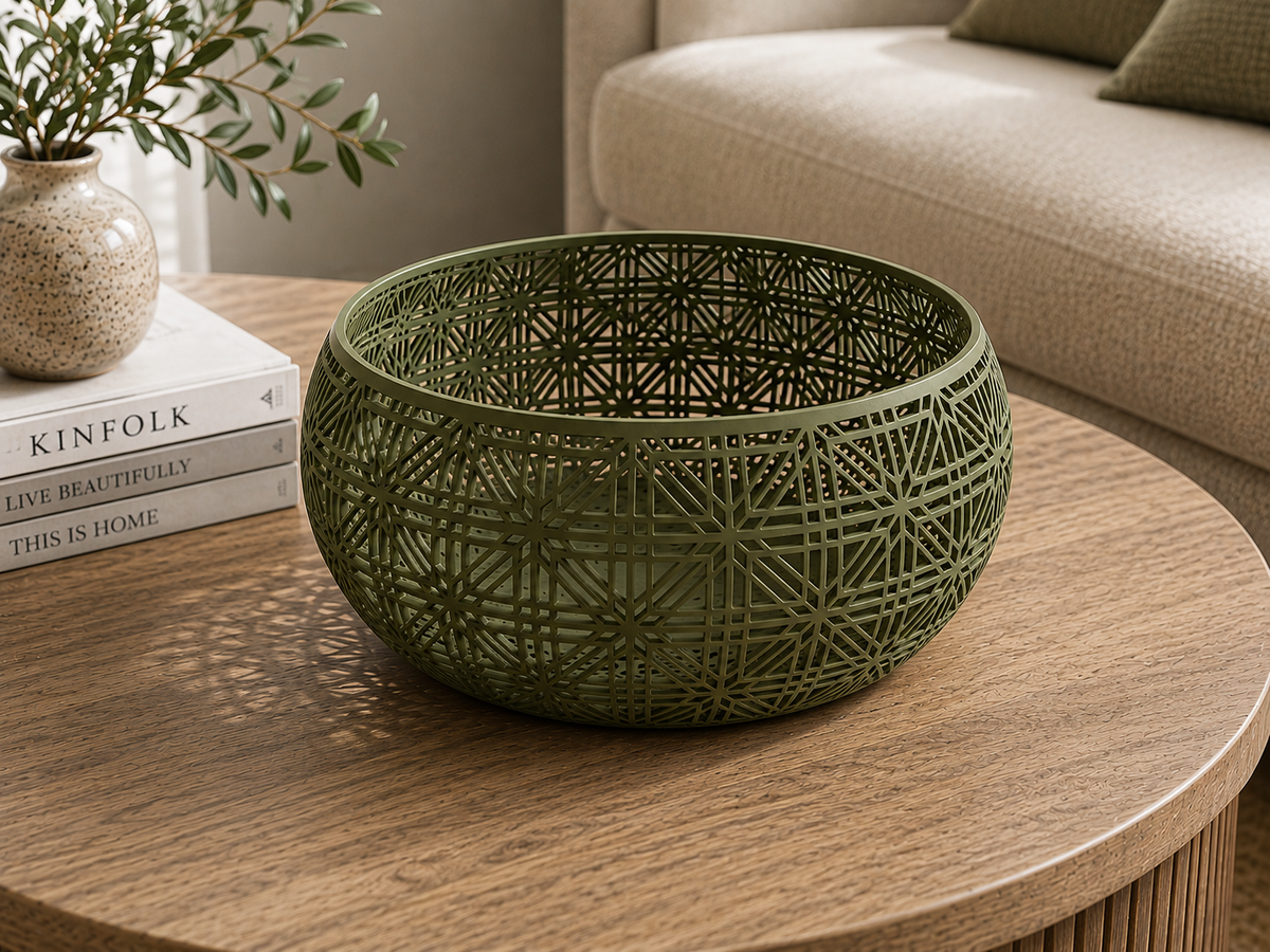 Filigree Bowl rounded openwork silhouette — side view