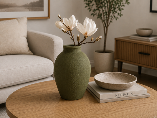 Dune Vase — textured urn vase with soft sandy matte finish, made in Melbourne