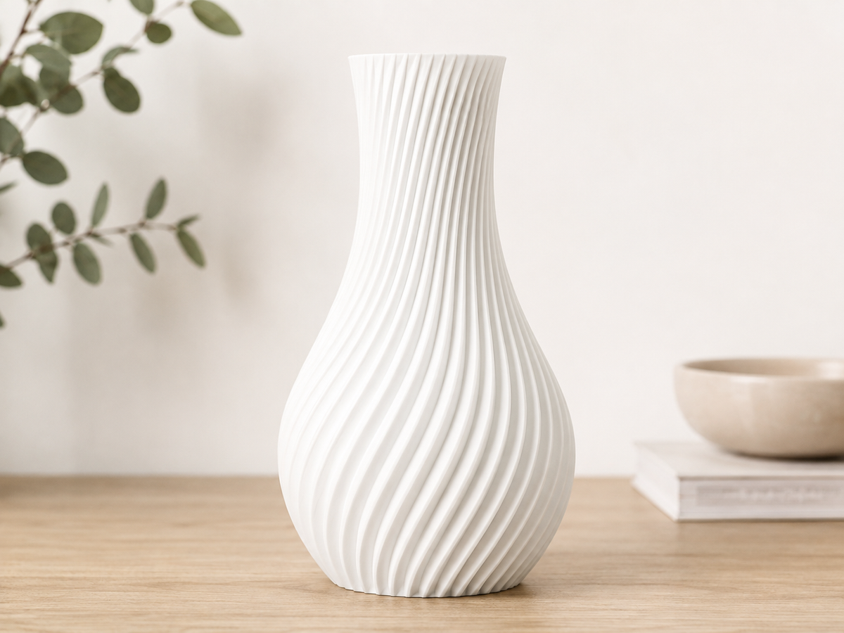 Helix Vase — twisted fluted vase with flared neck, made to order in Melbourne