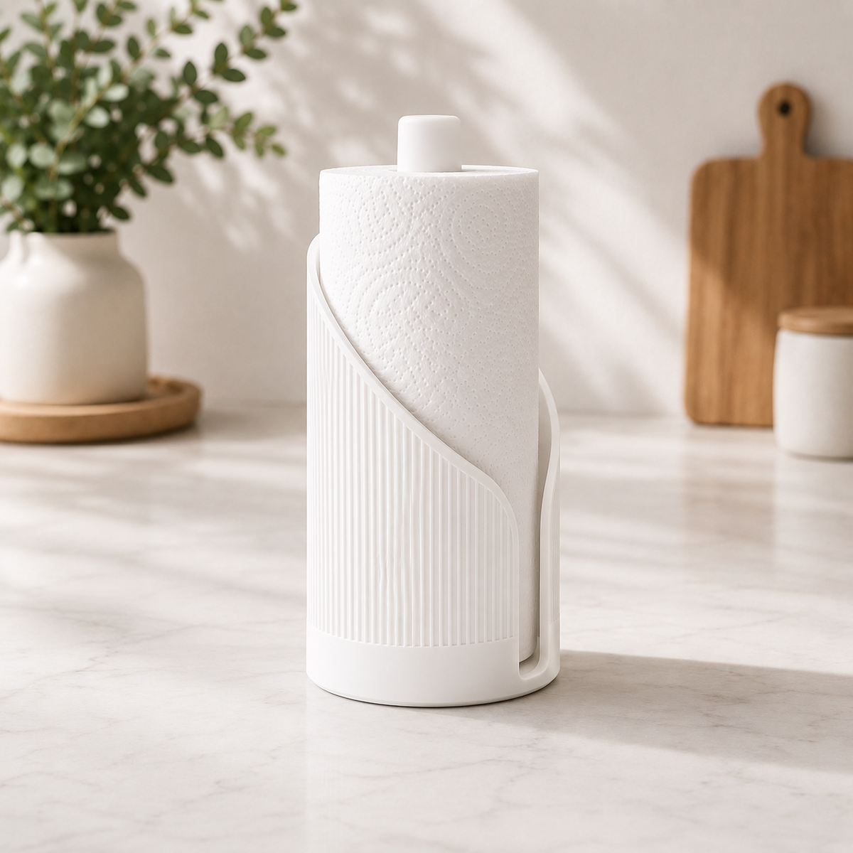 Fluted Paper Towel Holder vertical fluting texture — close-up