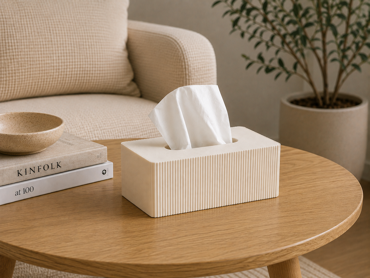 Fluted Tissue Box Cover vertical fluting texture — close-up detail