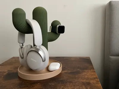 Cactus Headphone and Watch Stand — dual-purpose desk display, Australian made