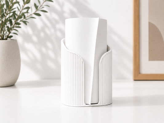 Fluted Paper Roll Holder — ribbed countertop kitchen roll cover, made in Melbourne