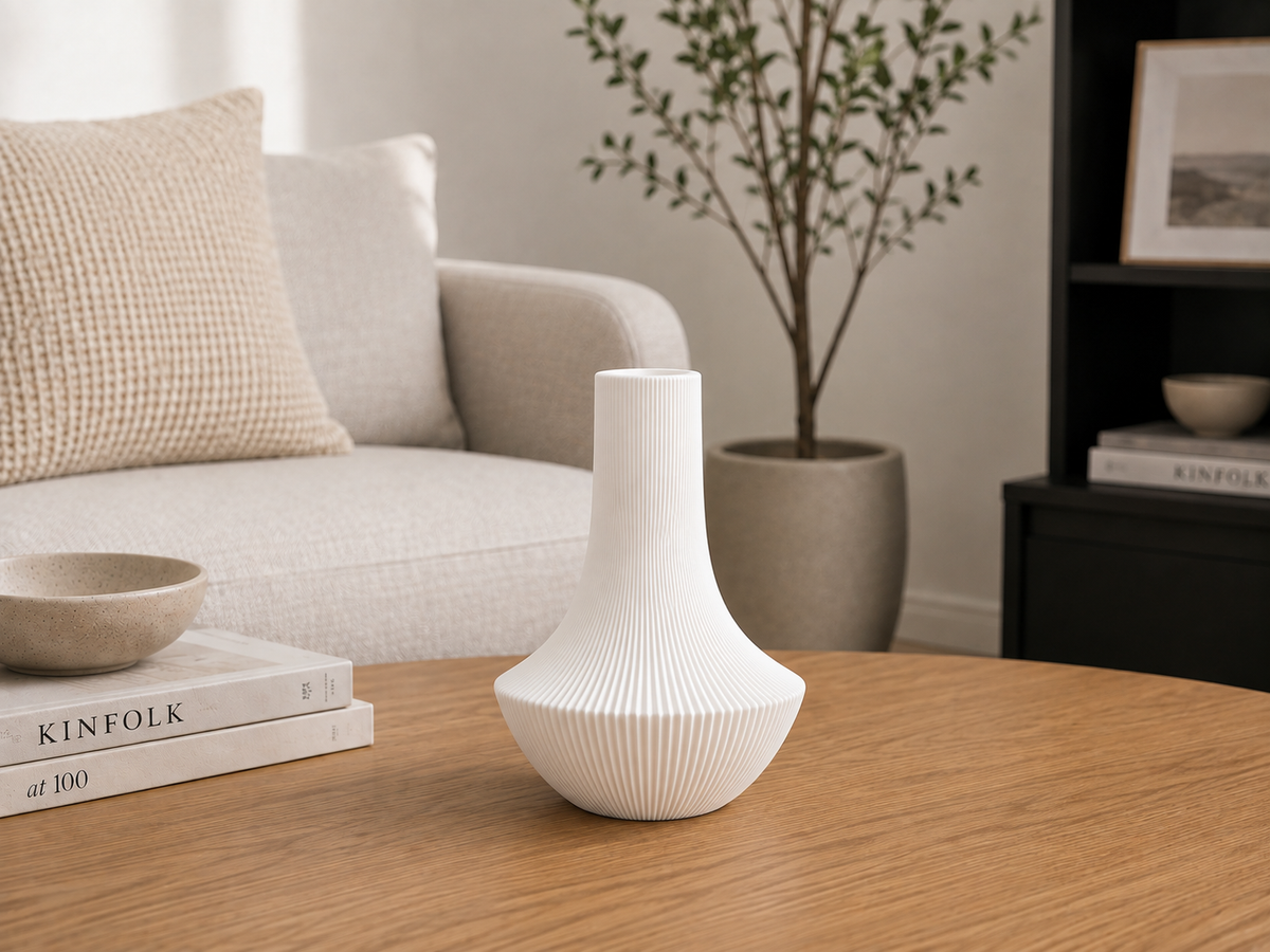 Flare Vase fine vertical fluting — close-up detail
