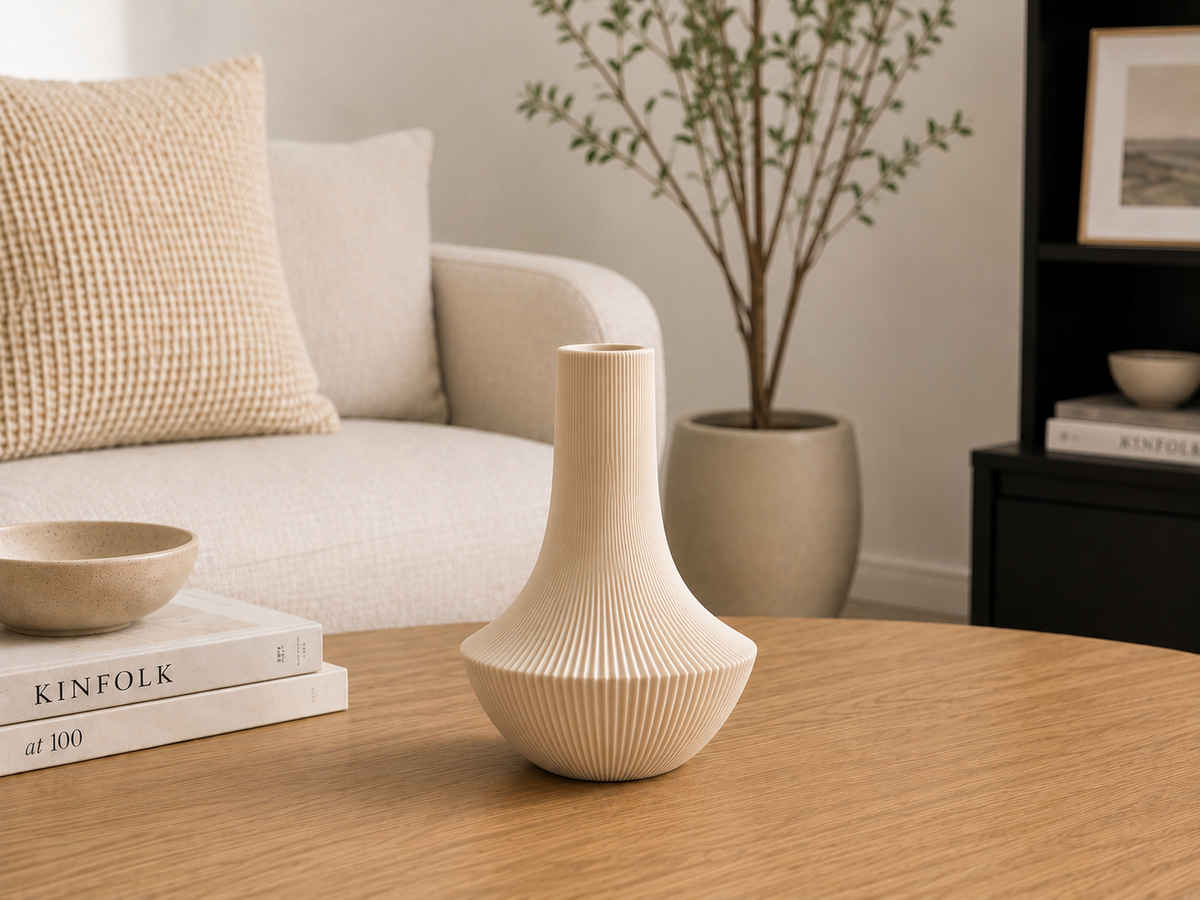 Flare Vase angular flared body and slim neck — side view