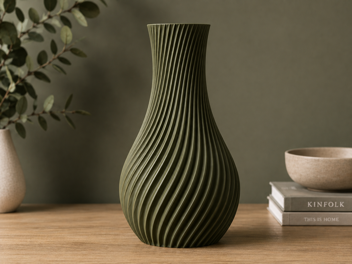 Helix Vase twisting fluted texture — close-up detail