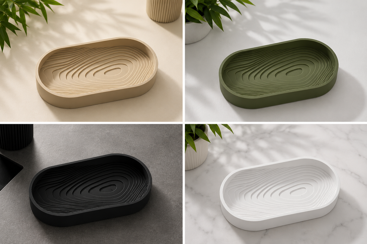 Zen Garden Tray raised lip and oval profile — side view