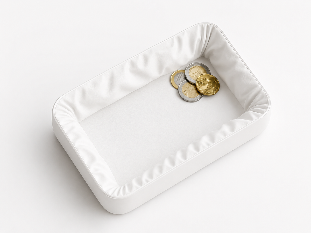 Ruched Valet Tray — soft ruched-edge catch-all tray for keys and coins, made in Melbourne