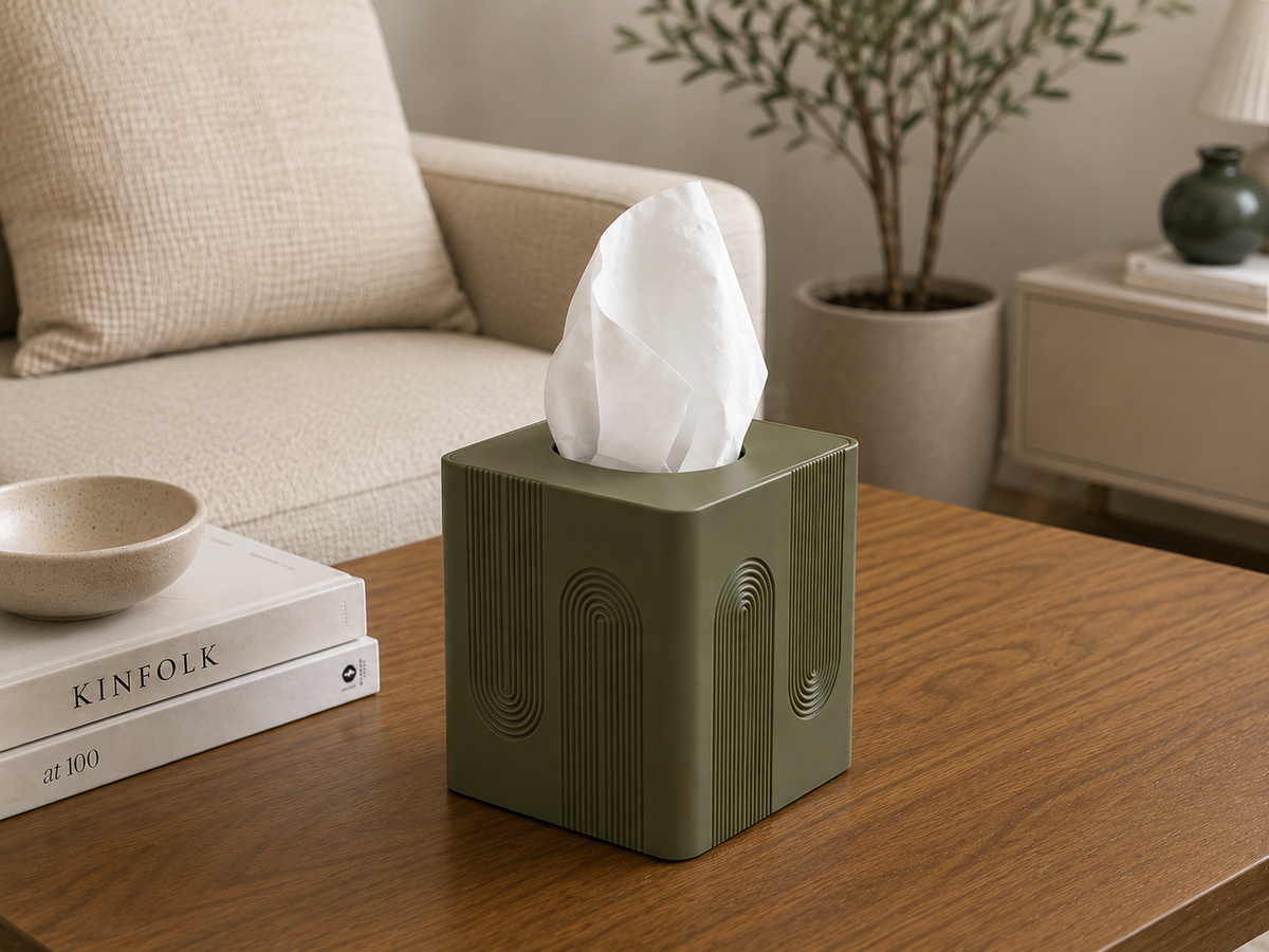Arch Tissue Box Cover raised arch and ridge texture — close-up