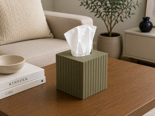 Fluted Square Tissue Box Cover — fluted cube tissue box cover, made in Melbourne