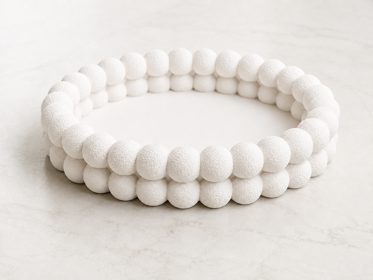 Beaded Round Tray beaded rim detail — close-up