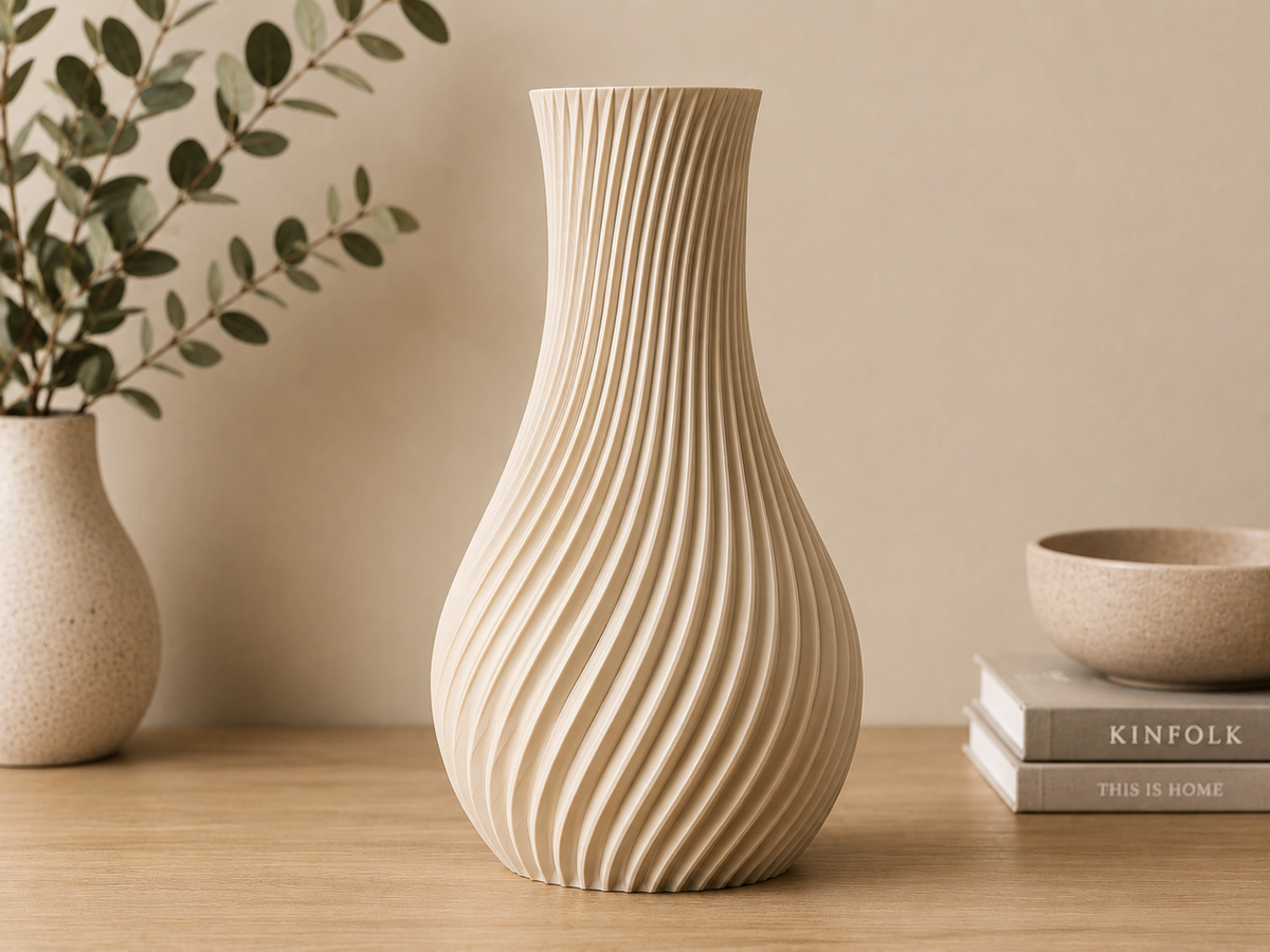 Helix Vase rounded body and flared lip — side view
