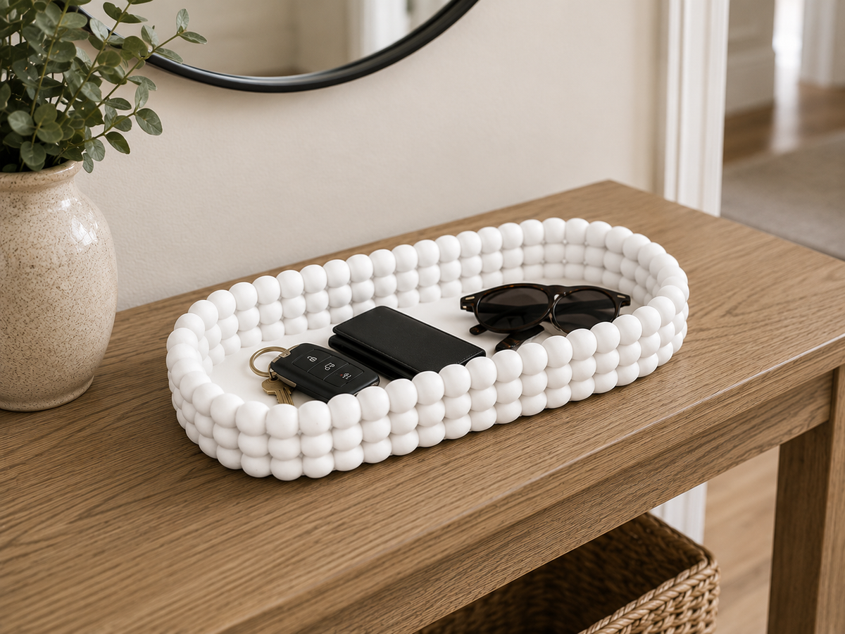 Beaded Oval Tray rounded beaded rim — close-up detail