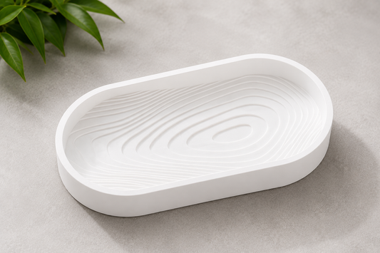Zen Garden Tray — oval catch-all tray with rippled zen-garden base, made in Melbourne